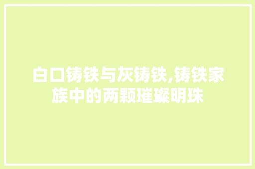 白口铸铁与灰铸铁,铸铁家族中的两颗璀璨明珠