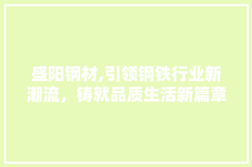 盛阳钢材,引领钢铁行业新潮流，铸就品质生活新篇章 装修材料