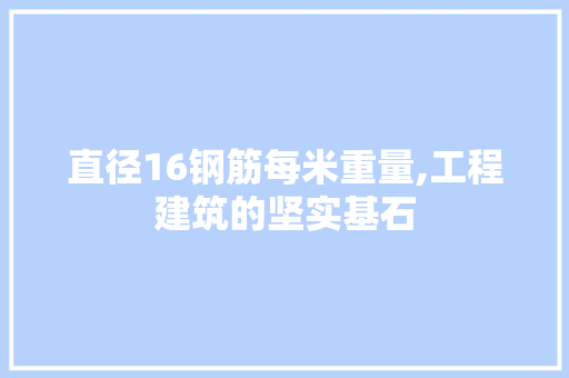 直径16钢筋每米重量,工程建筑的坚实基石