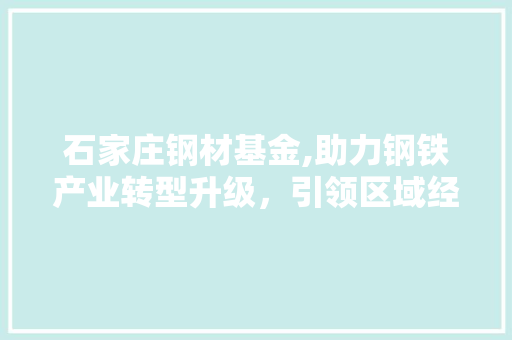 石家庄钢材基金,助力钢铁产业转型升级，引领区域经济发展新篇章