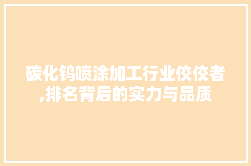 碳化钨喷涂加工行业佼佼者,排名背后的实力与品质