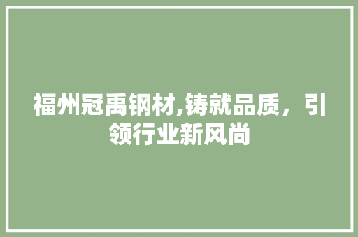 福州冠禹钢材,铸就品质，引领行业新风尚