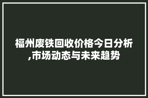福州废铁回收价格今日分析,市场动态与未来趋势