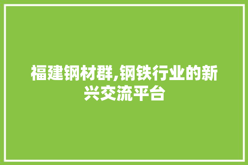 福建钢材群,钢铁行业的新兴交流平台