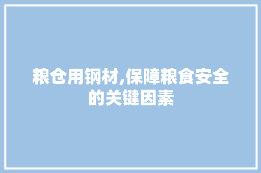 粮仓用钢材,保障粮食安全的关键因素