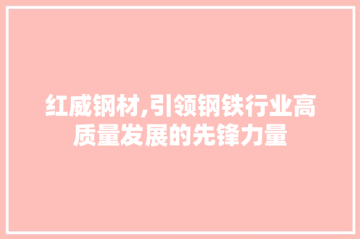 红威钢材,引领钢铁行业高质量发展的先锋力量