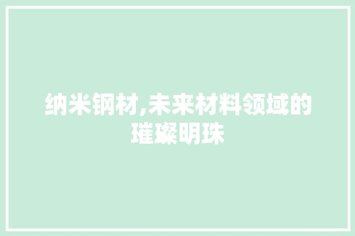 纳米钢材,未来材料领域的璀璨明珠