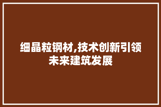 细晶粒钢材,技术创新引领未来建筑发展