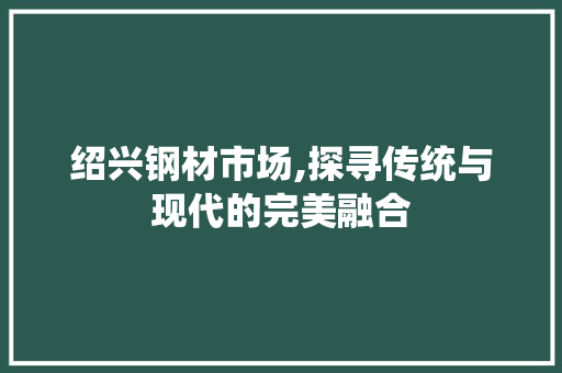 绍兴钢材市场,探寻传统与现代的完美融合