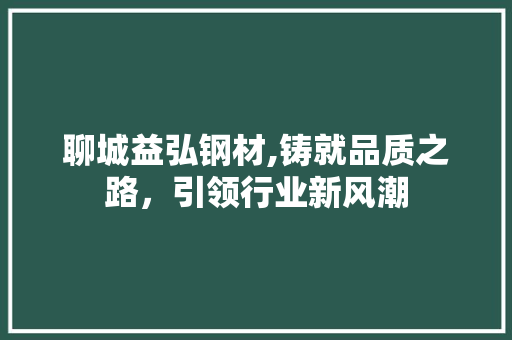 聊城益弘钢材,铸就品质之路，引领行业新风潮