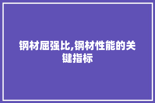 钢材屈强比,钢材性能的关键指标