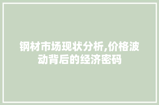 钢材市场现状分析,价格波动背后的经济密码