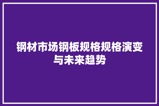 钢材市场钢板规格规格演变与未来趋势