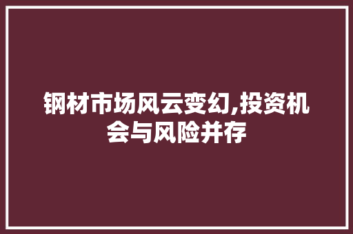 钢材市场风云变幻,投资机会与风险并存