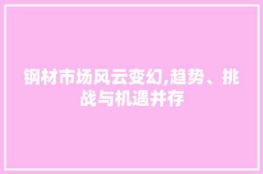 钢材市场风云变幻,趋势、挑战与机遇并存
