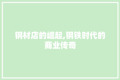 钢材店的崛起,钢铁时代的商业传奇