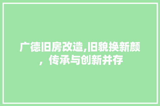 广德旧房改造,旧貌换新颜，传承与创新并存