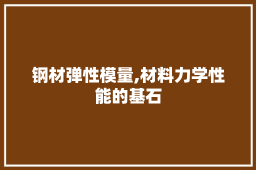 钢材弹性模量,材料力学性能的基石