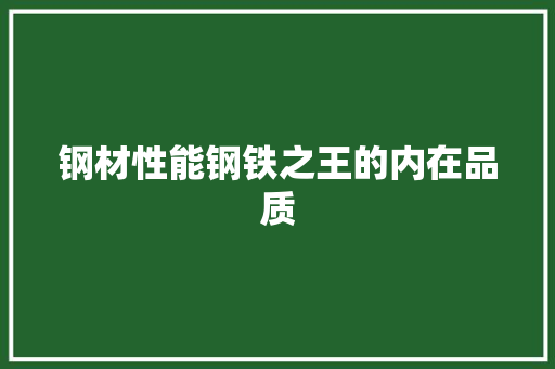钢材性能钢铁之王的内在品质