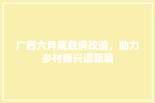 广西六月底危房改造，助力乡村振兴谱新篇 庭院装修