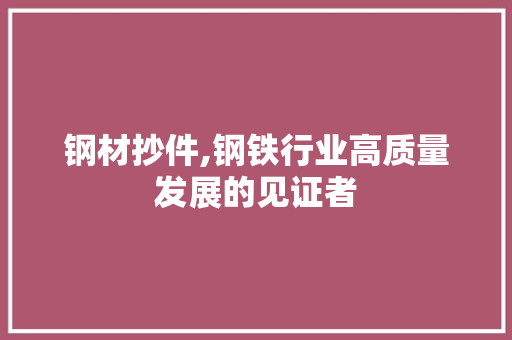 钢材抄件,钢铁行业高质量发展的见证者 建筑设计