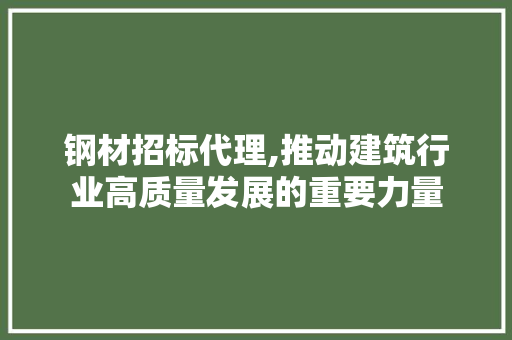 钢材招标代理,推动建筑行业高质量发展的重要力量