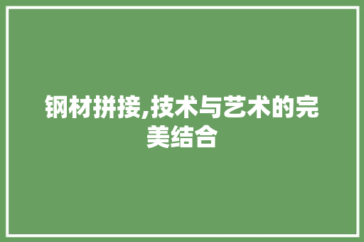 钢材拼接,技术与艺术的完美结合