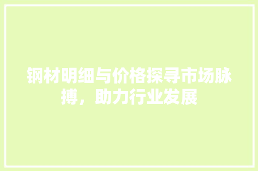 钢材明细与价格探寻市场脉搏，助力行业发展