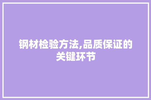 钢材检验方法,品质保证的关键环节