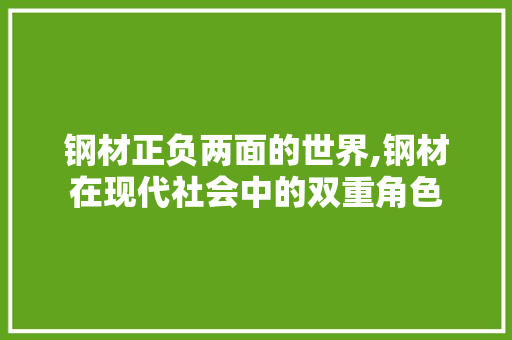 钢材正负两面的世界,钢材在现代社会中的双重角色