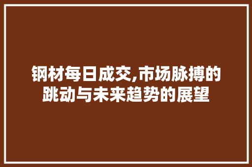 钢材每日成交,市场脉搏的跳动与未来趋势的展望