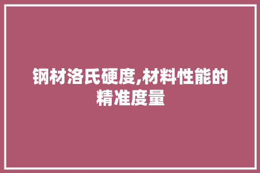 钢材洛氏硬度,材料性能的精准度量
