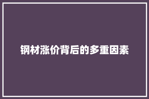 钢材涨价背后的多重因素