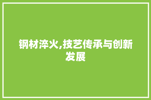 钢材淬火,技艺传承与创新发展