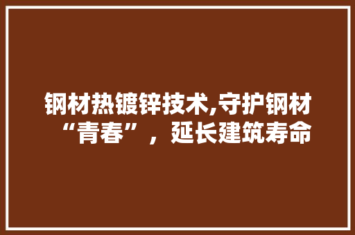 钢材热镀锌技术,守护钢材“青春”，延长建筑寿命