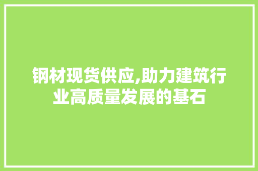 钢材现货供应,助力建筑行业高质量发展的基石
