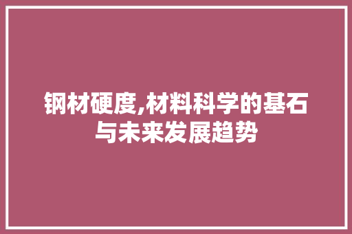 钢材硬度,材料科学的基石与未来发展趋势