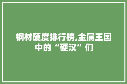 钢材硬度排行榜,金属王国中的“硬汉”们