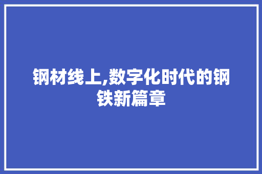 钢材线上,数字化时代的钢铁新篇章