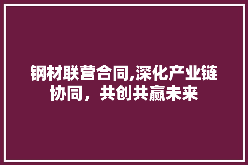 钢材联营合同,深化产业链协同，共创共赢未来