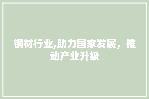 钢材行业,助力国家发展，推动产业升级