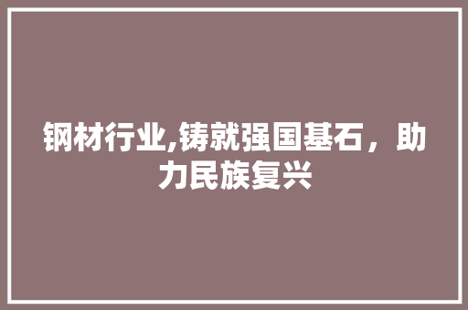 钢材行业,铸就强国基石，助力民族复兴