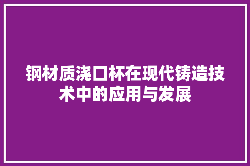 钢材质浇口杯在现代铸造技术中的应用与发展