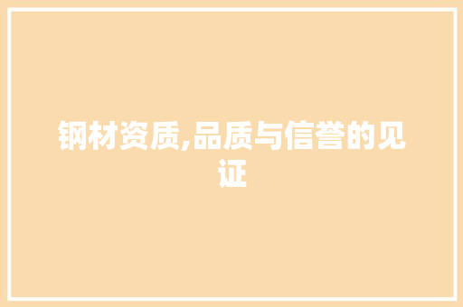 钢材资质,品质与信誉的见证