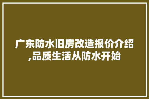 广东防水旧房改造报价介绍,品质生活从防水开始