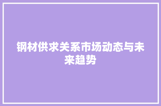 钢材供求关系市场动态与未来趋势