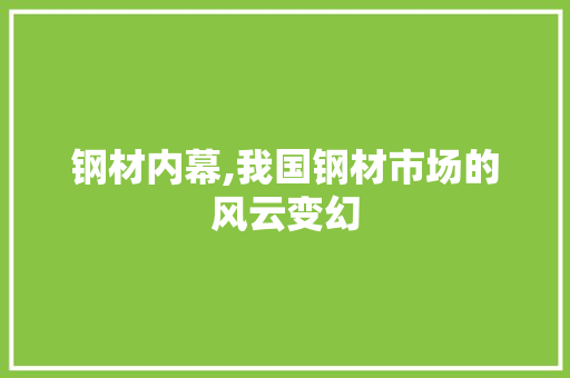 钢材内幕,我国钢材市场的风云变幻
