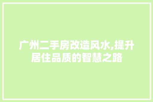 广州二手房改造风水,提升居住品质的智慧之路 装修材料