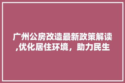 广州公房改造最新政策解读,优化居住环境，助力民生改善 建筑设计