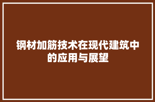钢材加筋技术在现代建筑中的应用与展望